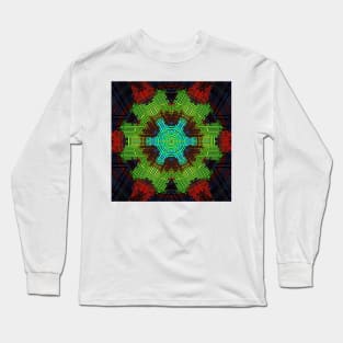 Weave Mandala Green Red and Blue Long Sleeve T-Shirt